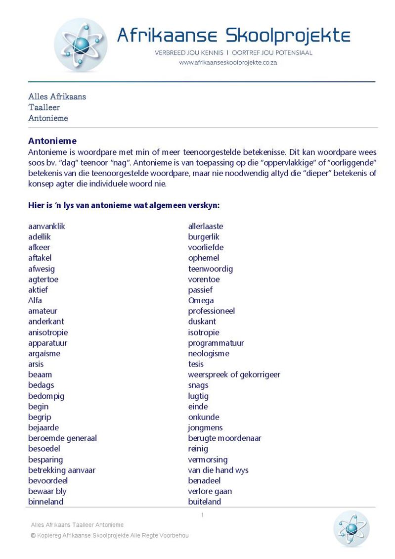 Alles Afrikaans Huistaal