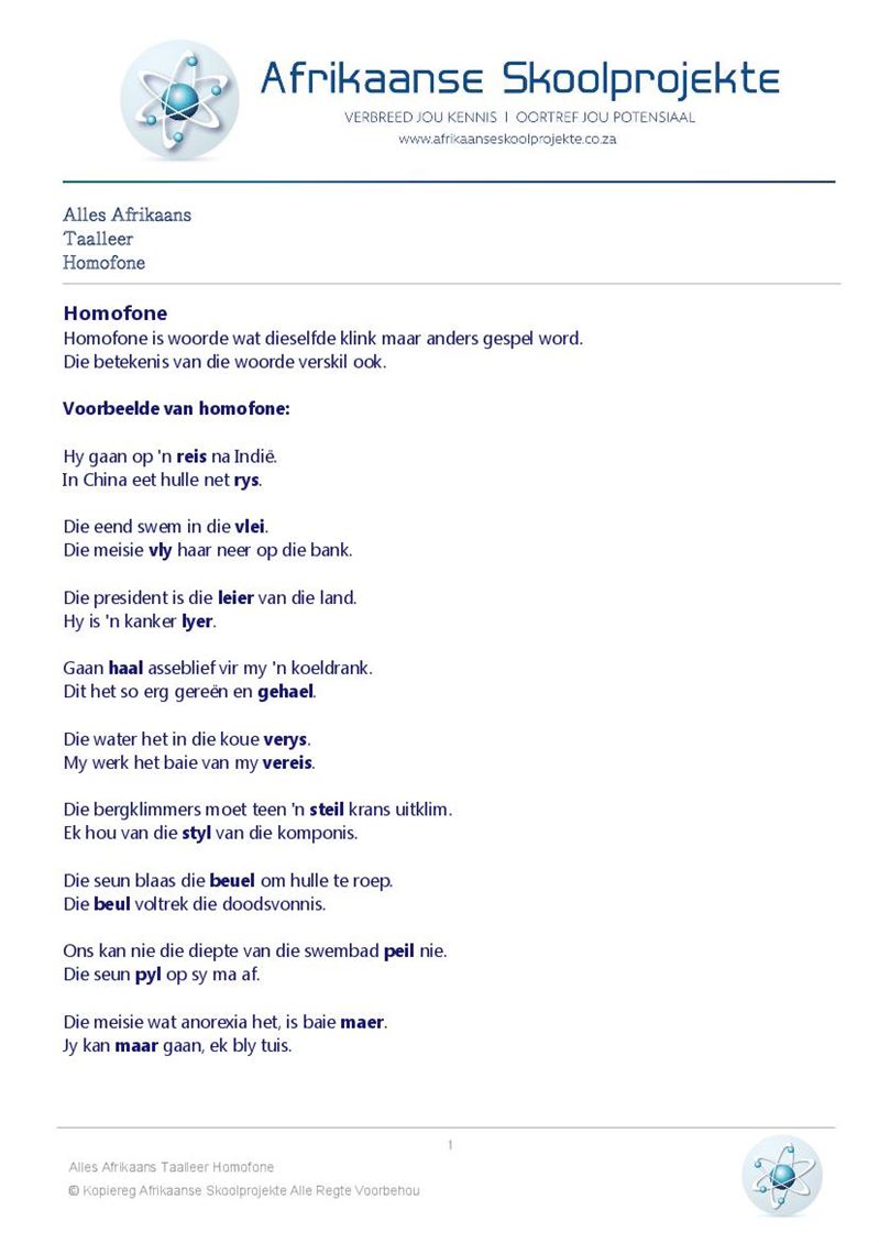 Alles Afrikaans Huistaal