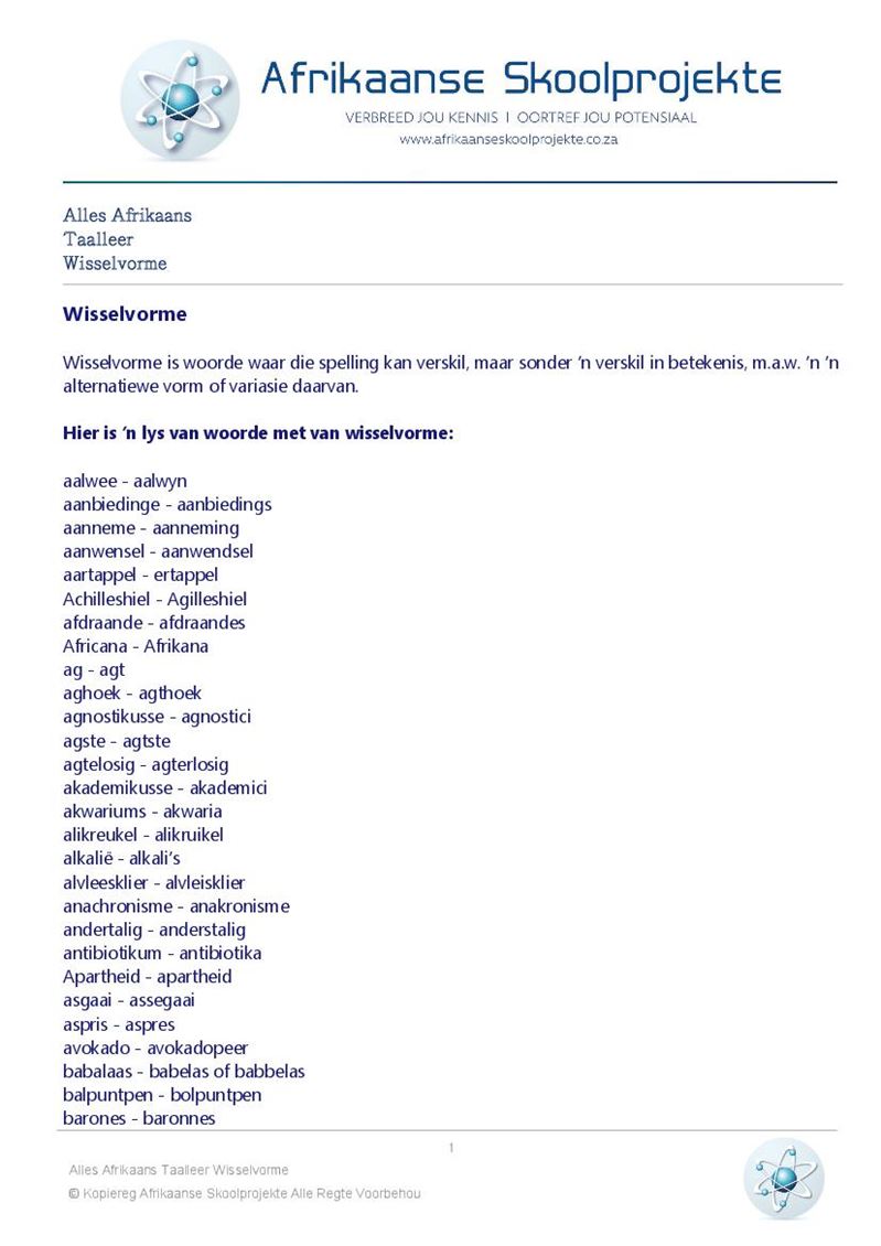 Alles Afrikaans Huistaal