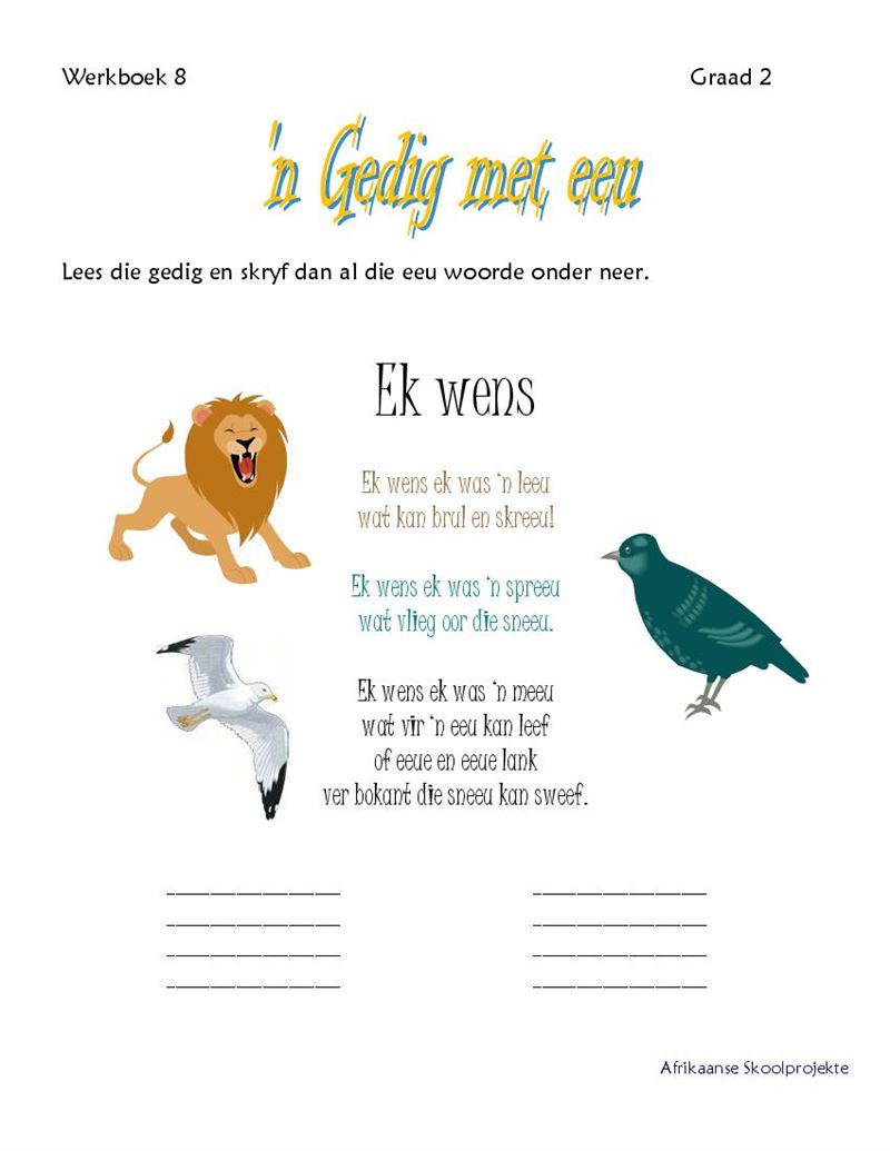 Graad 2 Werkboeke en Antwoorde